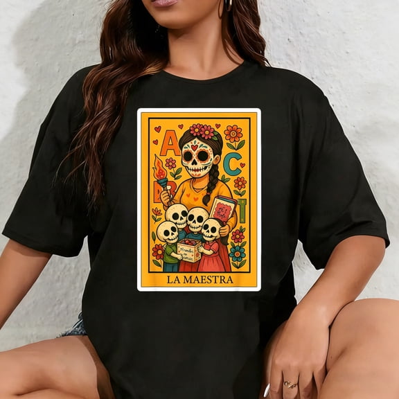 100% Cotton La Maestra Spanish-Mexican Bingo Card Funny Gifts T-Shirt