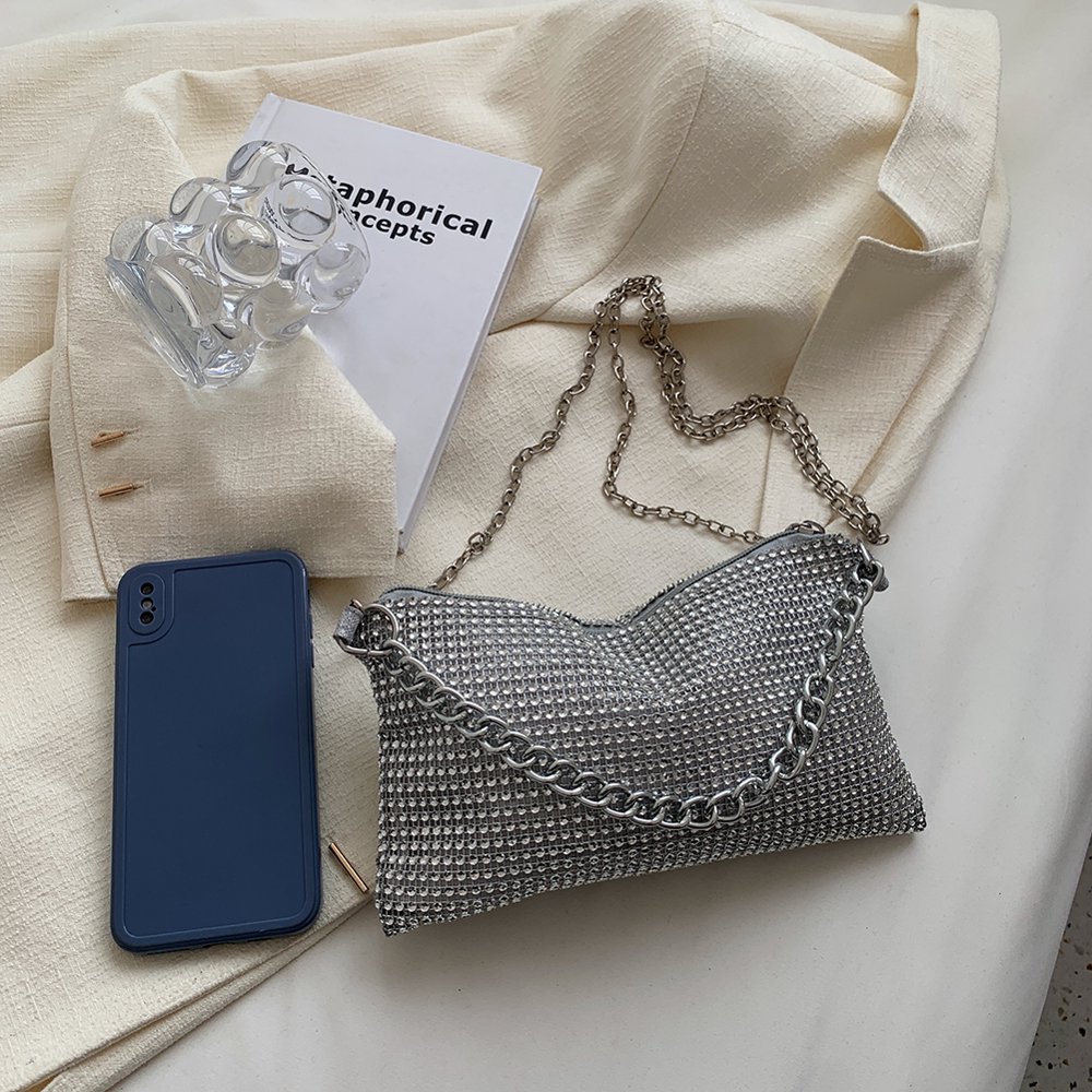 Women Handbags Chain Rhinestone Casual Tote Envelope Ladies