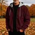 thumbnail image 2 of UVEASISHA Mens Zip Up Hoodies Lightweight Casual Corduroy Hooded Jacket Arm Pocket Long Sleeve Drawstring Full Zip Athletic Jackets Daily Streetwear Wine L, 2 of 7