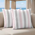 thumbnail image 5 of Pillow Covers 18x18 Set of 2, Pink Grey Striped Square Throw Pillow Covers for Couch/Sofa/Living Room, Geometric Vertical Stripes Minimalist Decorative Soft Pillowcases for Couch Throw Pillows, 5 of 9