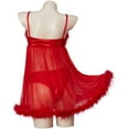 thumbnail image 4 of Women Fembot Costume Red Sexy Feather Lingerie Suit Suspender Dress, 4 of 7