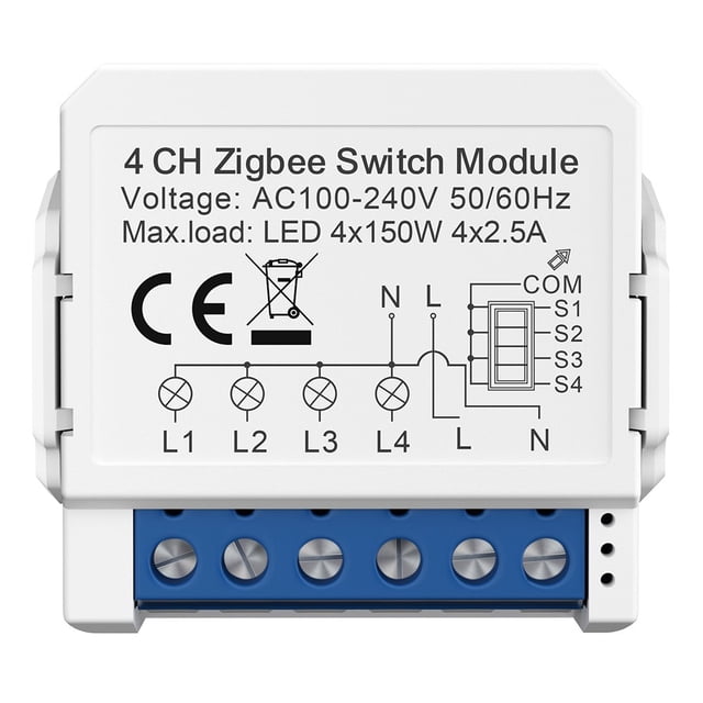 Tuya Smart For Zigbee Switch Module 2 Way Control 1/2/3/4 Gang No Neutral Wire Required Smart Home DIY Light Breaker