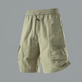 thumbnail image 3 of Men's Quick Dry Cargo Shorts, Elastic Drawstring Waist with Multi-Pockets,Breathable Workout Shorts, Lightweight Gym Running Shorts Khaki L, 3 of 5