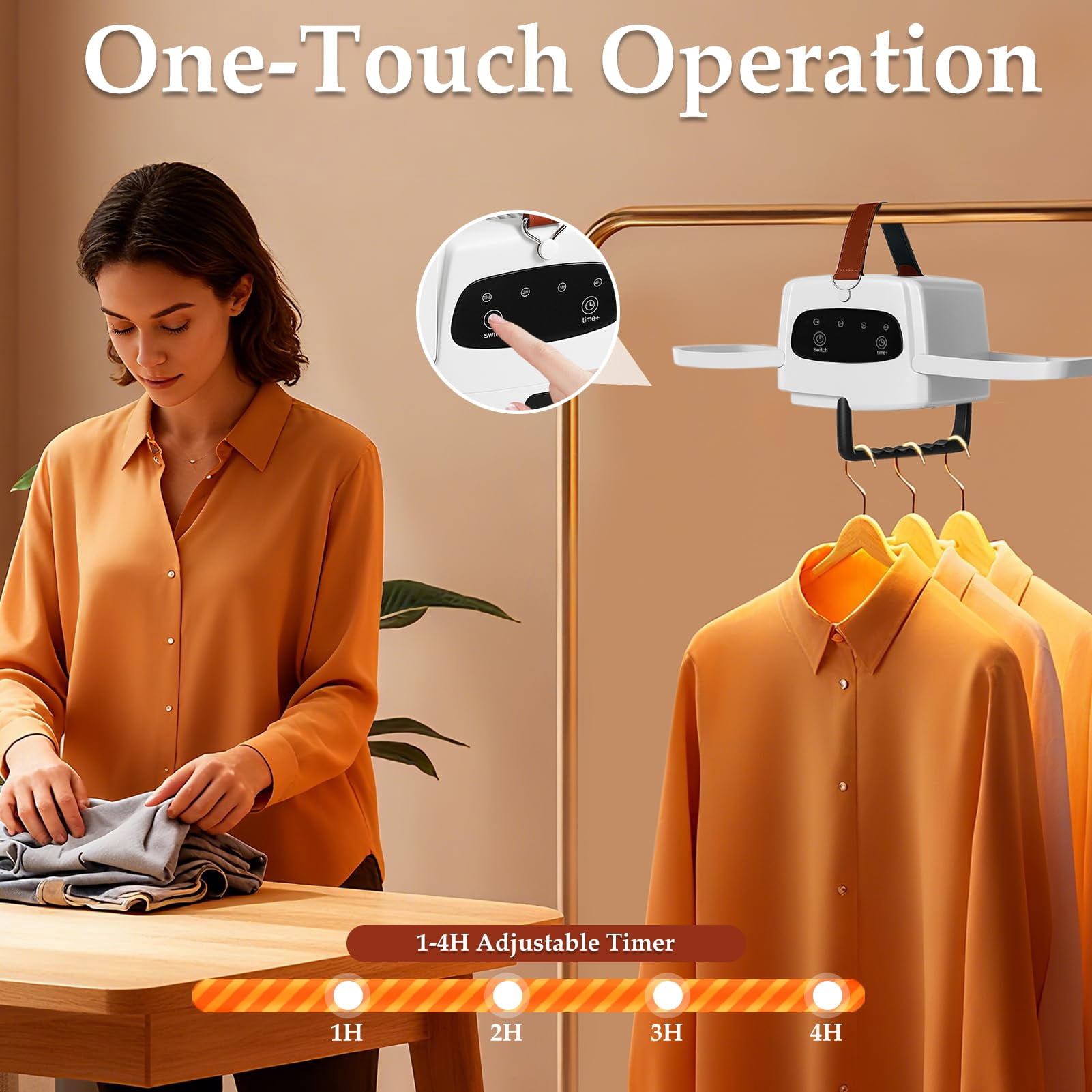Portable Clothes Dryer, Mini Dryer for Clothes, Travel Small Cloth Dryers for Apartment, RV, Hotel, 140°F 300W Fast Electric Cloth Dryers with Adjustable Timer, Hold 7 Clothing(Gray)