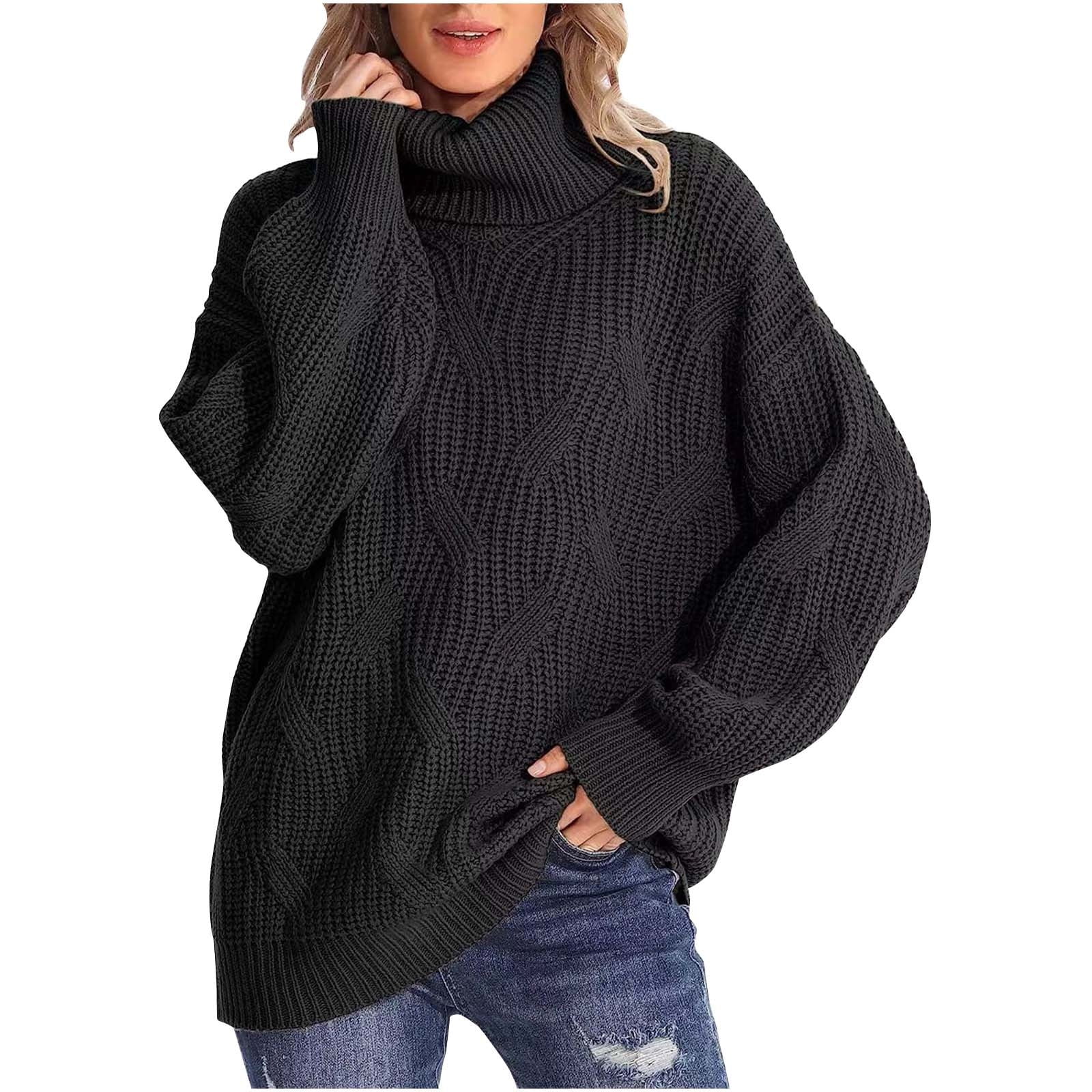 Virmaxy Warm Sweater For Women Concise Fashion Solid Color Knitted
