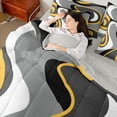 thumbnail image 4 of Feelyou Square Adult Bedding Comforter Set 7pcs, Grey Abstract Ombre King Bedding Sets, 4 of 8