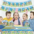thumbnail image 2 of Blue Puppy Birthday Party Plate Set 7 inch plate *10, 9 inch plate *10, paper napkin *1, pull flag *1, tablecloth *1 Suitable for birthday party, potluck, home celebration decorations, 2 of 10
