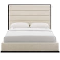 thumbnail image 4 of Ashland Queen Upholstered Linen Fabric Platform Bed in Beige, 4 of 5