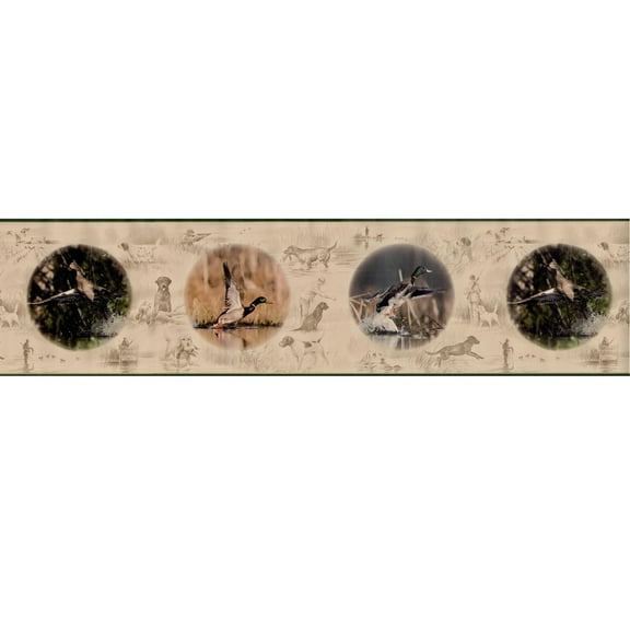 TRIMZ Outdoor Country Hunting Wild Ducks Unlimited Wallpaper Border, Pre-pasted, 15' L x 9"W