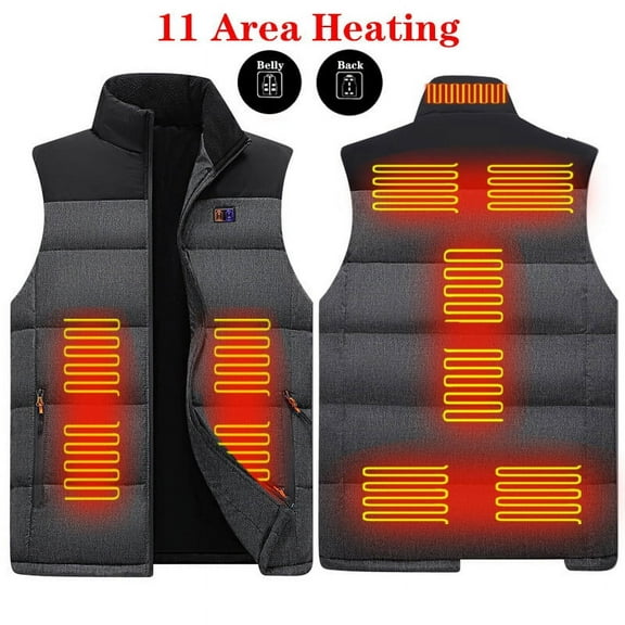 Winter Clearance Deals! Zpanxa Heated Vest for Men Women, Winter Heated Jackets Outdoor Warm Clothing Heated for Riding Skiing Fishing Charging Via Heated Coat Gray XXL