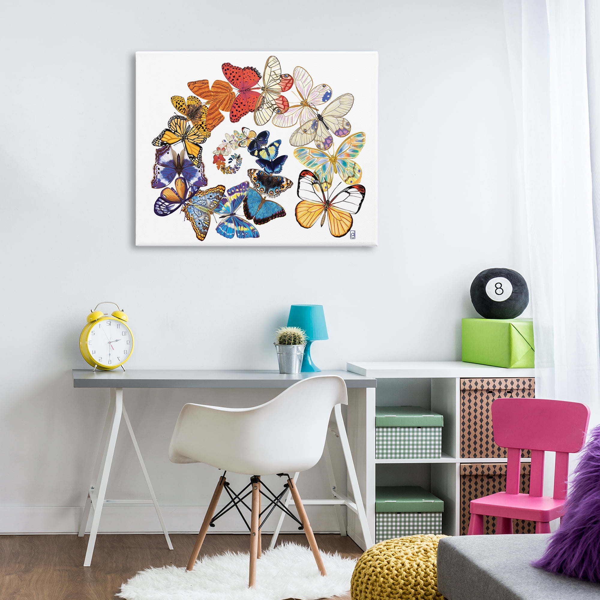 Stupell Industries Fly Away Butterflies Animals Painting Wrapped Canvas Art Print Wall Art, 40 x 30