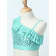 thumbnail image 4 of CHICTRY Kids Girls Sequins Crop Top Shiny Metallic Sleeveless Tops for Dance Gymnastics Workout Mint Green-A 14, 4 of 7