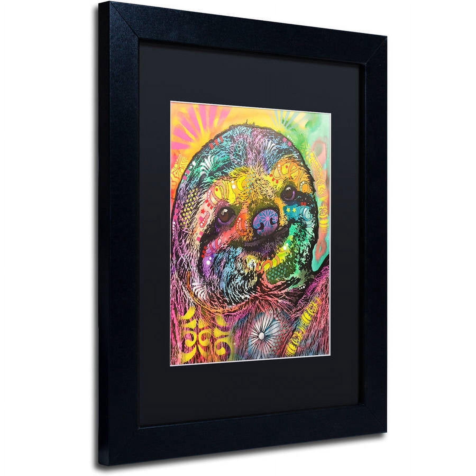 Trademark Fine Art "Sloth" Canvas Art by Dean Russo, Black Matte, Black Frame