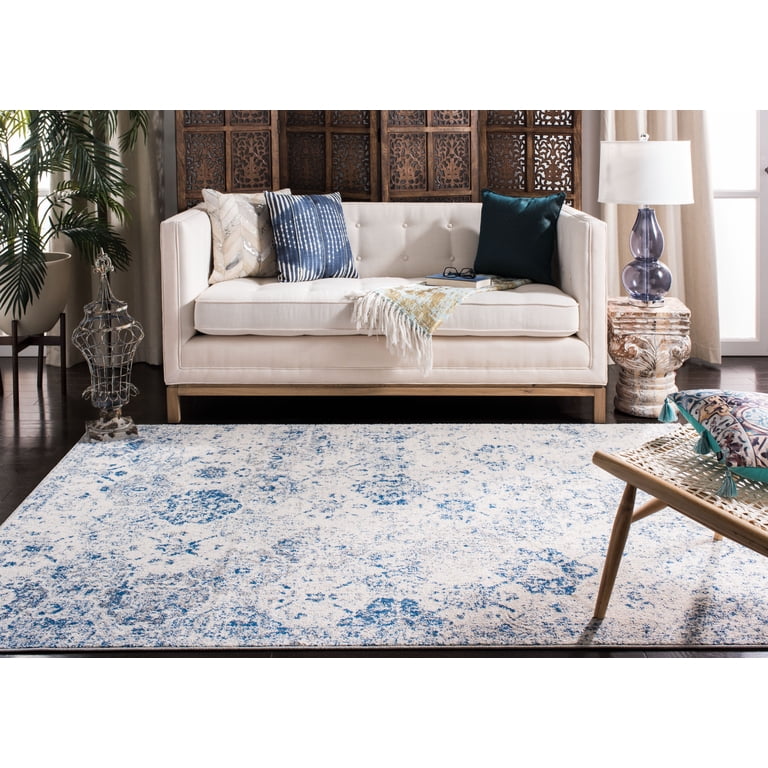 Madison Transitional Area Rug, Blue & White, 9'x12' photo 3
