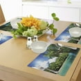 thumbnail image 4 of Ambesonne Jungle Place Mats Set of 4, Mahe Island Lake Palms, Standard Size, Aqua Green White, 4 of 6