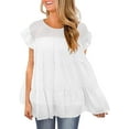 thumbnail image 1 of Hauts pour Femmes Décontractés Manches Courtes à Volants Blouse Tunique Ample, 1 of 2