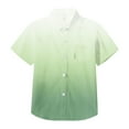 thumbnail image 4 of Boys Button Down Shirts Short Sleeve Girls Linen Button Down Shirts Long Roll Up Sleeve Collared Blouses Casual Cotton Gauze Tops with Pockets Gradient Color, 4 of 4