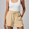 thumbnail image 2 of DHFJKG Women's Shorts 2026 Summer Casual Cute Ruffle Hem Shorts Comfy Elastic Drawstring Solid Color With Pockets Beach Stylish Bottoms, 2 of 9