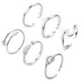 thumbnail image 1 of 6 Pcs Open Rings Set for Open Rings Women Stackable Rings Adjustable Opening Rings Birthday Gift, 1 of 6