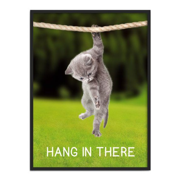 Haus and Hues Hang in There Cat Poster, 12" x 16", High-Quality Paper, Unframed