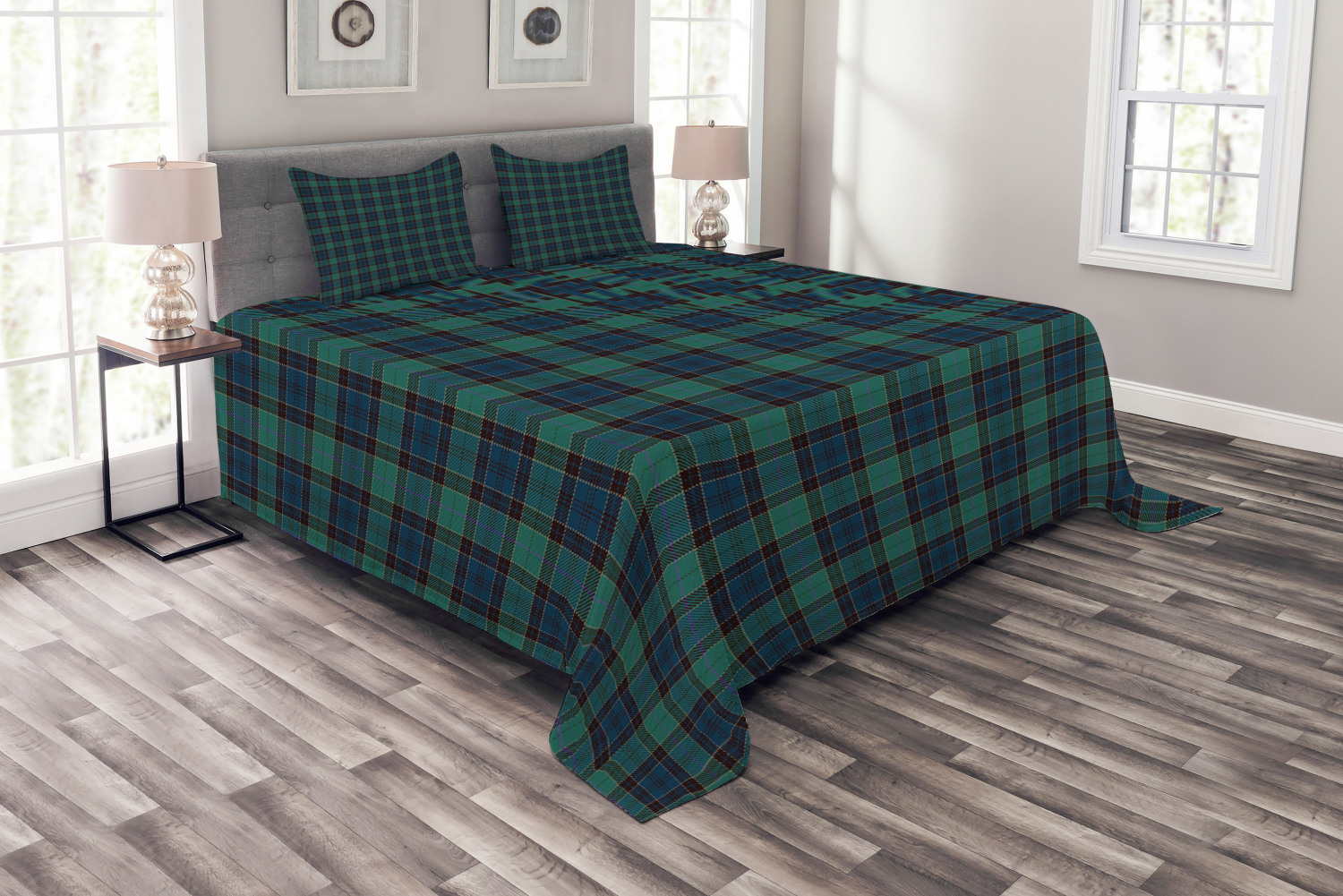 Tartan Bedspread, Traditional Quilt Design Scottish Folklore Elements