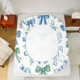 thumbnail image 5 of Homewish Lovely Bow Knot Full Size Sheets,Cartoon Bowtie Ribbon Bed Sheets,Green Blue White Sheet Sets For Girl Kids,Microfiber Bedroom Decor,4 Pieces, 5 of 7