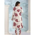 thumbnail image 2 of White & Maroon Bold Floral Printed Viscose Kurta Pant Set, 2 of 5