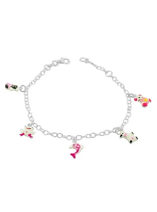 Little Girl's Unicorn Bangle Bracelet in stainless steel. Little