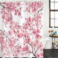 thumbnail image 2 of Spring Peach Flowers Shower Curtain, Waterproof Shower Curtains for Bathroom, Pink Botanical Floral Leaves Branch Washable Fabric Bathtub Curtain Set Bath Decor with 12 Hooks Long 72"x84", 2 of 8