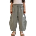 thumbnail image 4 of ZHOGXU Lightweight Fashionable Summer Curved Cut Solid Color Elastic Waist Wide Leg Kids Girls Pants With Pocket All Season Suitable, 4 of 5