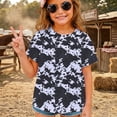 thumbnail image 3 of Ulitacool Girls Tops Round Neck Short Sleeve Cartoon Graphic Tee 2-3 Years Black, 3 of 5