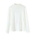 thumbnail image 3 of HVOBTTY Women's Long Sleeves Pajama Top, Pajama Top for Women, Women's Casual Comfortable Soft Solid Color Round Neck Long Sleeve Fleece Lined Warm Pajama Tops White, L, 3 of 4
