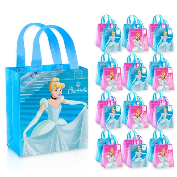 Cinderella Party Favor Bags Set – 24 Pack of 8" Cinderella Party Goodie Bags for Kids Bulk Reusable Mini Totes | Disney Birthday Party Supplies