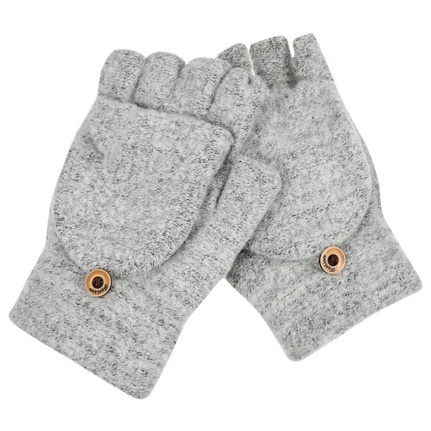 1pair de guantes con calefacción USB tejido de punto invierno térmico calentado medio dedo guantes