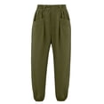 thumbnail image 6 of Hurxie Womens Baggy Wide Leg Pants Casual Elastic Waisted Palazzo Harem Pants with Pockets Army Green,2XL, 6 of 8