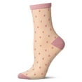 thumbnail image 2 of MeMoi Women's Sheer-All-Over Polka Dot Ankle Sock - Womens - Female, 9-11, Cameo Rose, 2 of 6