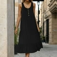 thumbnail image 4 of pimelu Dresses for Women Maxi Dress for Women Loose Flowy Ruffle Swing Button up Boho Tank Dress Summer Trendy Solid Sleeveless Round Neck Ladies Long Dresses, 4 of 7