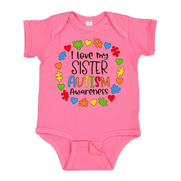 Inktastic I Love my Sister Autism Awareness Boys or Girls Baby Bodysuit