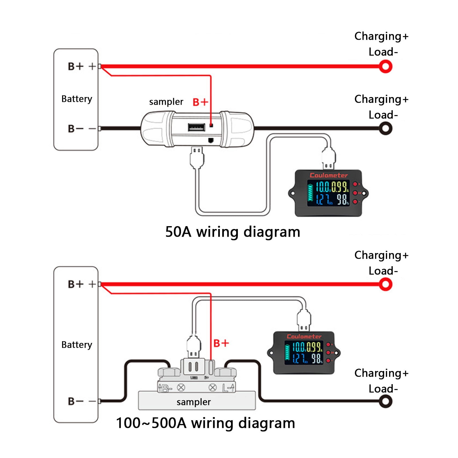 Coulomb Counter Meter Battery Monitors Battery Capacity Tester Indicators Coulometer Digital Voltmeter Ammeter