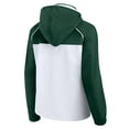 thumbnail image 3 of Women's Fanatics White/Hunter Green Milwaukee Bucks Anorak Raglan Full-Zip Hoodie Jacket, 3 of 3