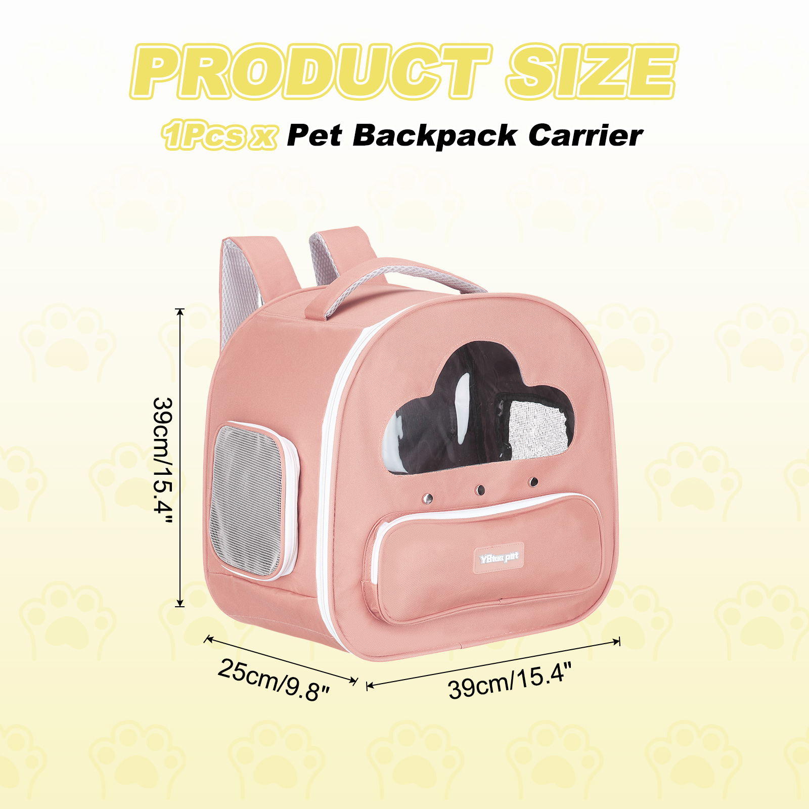 Cat Backpack Carrier, Large Space & Breathable, Pet Hiking Travel Backpack for Cats Pink