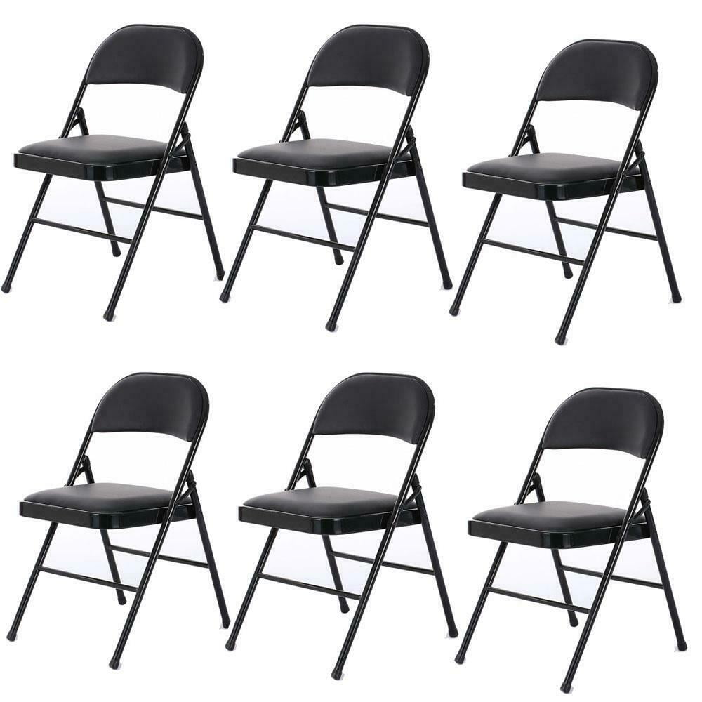Folding Plastic Chair, 330Pound Capacity, Black, 6Pack