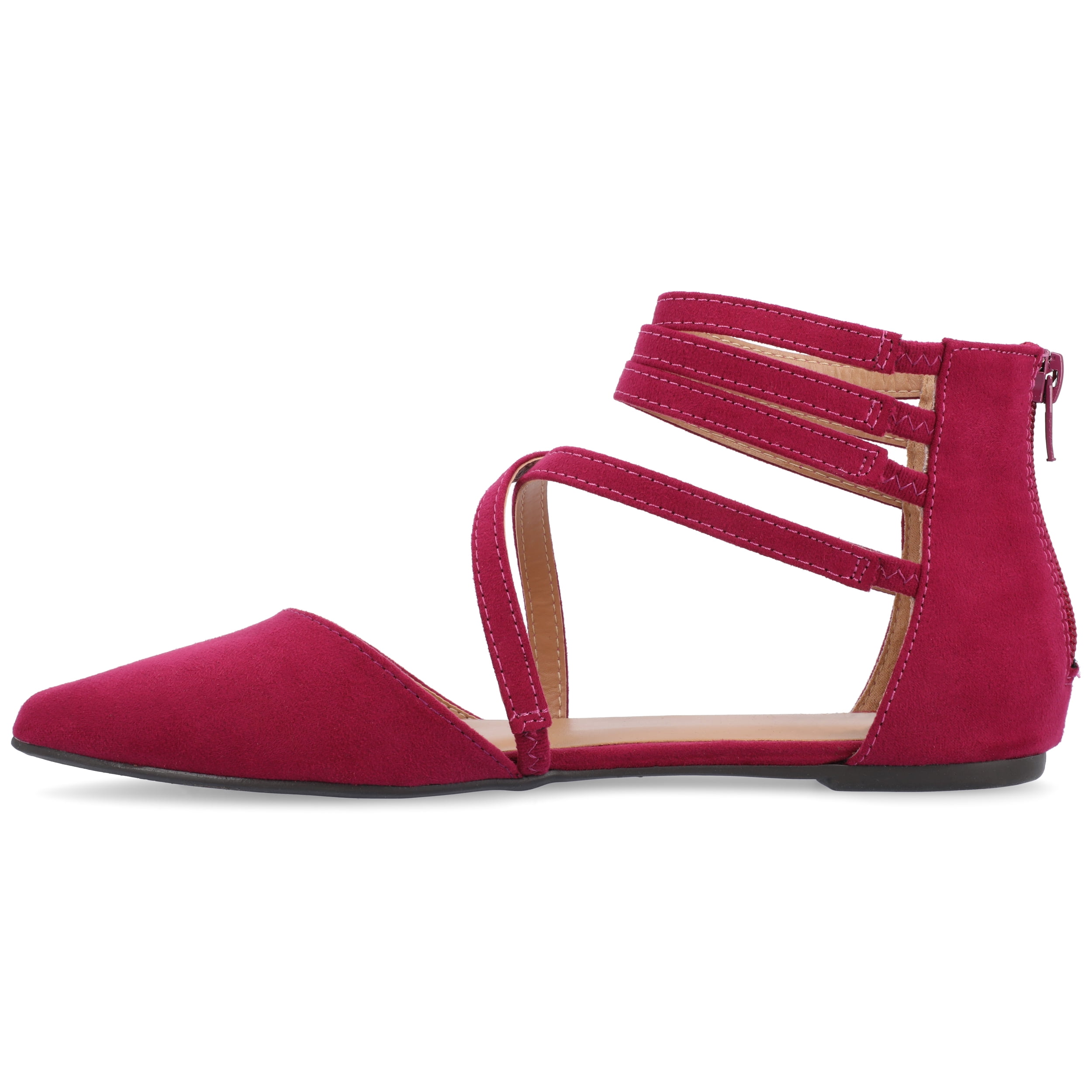 Journee Womens Marlee Back Heel Zip Pointed Toe Cage Flats