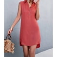 thumbnail image 4 of Vestido Sin Mangas Dividido Verano Con Cuello En V Vestido Sin Mangas Mujer Transpirable Casual Vestido Corto Sin Mangas Dividido Para Fiesta En La Playa Ladrillo Rojo S, 4 of 5