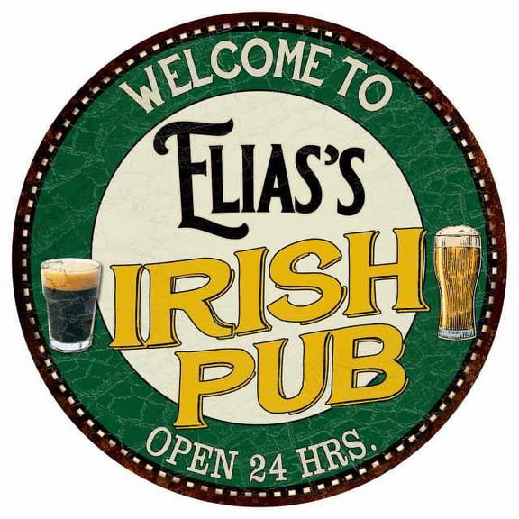 Elias's Irish Pub 14" Round Metal Sign Kitchen Bar Wall Decor 100140036160
