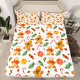 thumbnail image 2 of Homewish Christmas Gingerbread Man Queen Sheet Sets,Xmas Candy Cane Flat Sheet,Brown Beige Queen Fitted Sheet For Boys Kids,Luxury Bedroom Decor,4pcs, 2 of 7