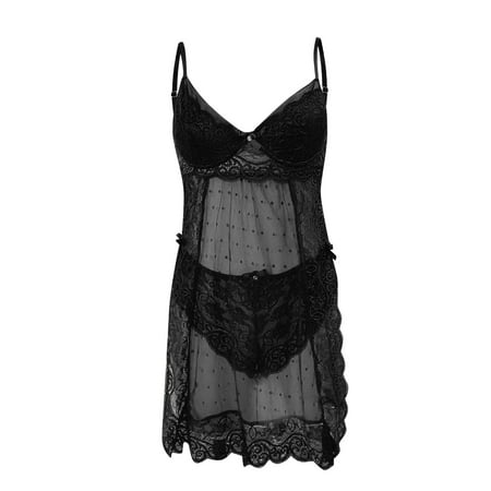 Black X-Large Women Lace Lingerie Plus Size Bustier Lingerie for Women Lace Underwear Two Pieces Rhinestone Body Stockings for Women Sleepwear Dress with Panties Underwea