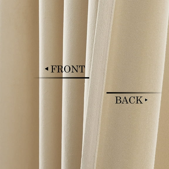 Topfinel Beige Velvet Blackout Grommet Curtains 52" x 84", 2 Panels