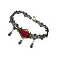 thumbnail image 3 of Collar de Halloween con gargantilla de rosas, collar de encaje con cuentas de cristal, colgante, cadena para el cuello, 3 of 6