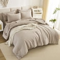 thumbnail image 3 of Juego de edredón Litanika, tamaño king, avena, 7 piezas, cama en bolsa, 3 of 7